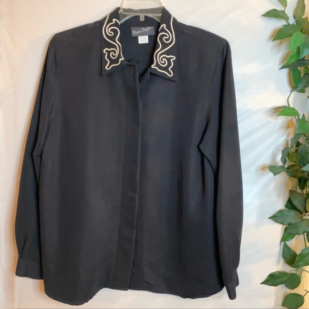 Bonnie Boynton Black Blazer with White Piping on Collar
